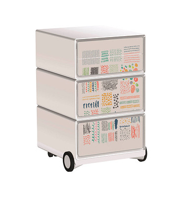 easyOffice Colour Rollcontainer weiß, bunt 4 Auszüge 39,0 x 43,6 x 64,2 cm
