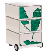 easyOffice Tropical Rollcontainer weiß, bunt 4 Auszüge 39,0 x 43,6 x 64,2 cm