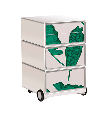easyOffice Tropical Rollcontainer weiß, bunt 4 Auszüge 39,0 x 43,6 x 64,2 cm