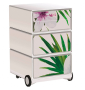 easyOffice Tropical Rollcontainer weiß, bunt 4 Auszüge 39,0 x 43,6 x 64,2 cm
