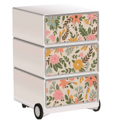 easyOffice Garden Factory Rollcontainer weiß, bunt 4 Auszüge 39,0 x 43,6 x 64,2 cm