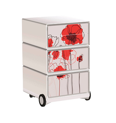 easyOffice Garden Factory Rollcontainer weiß, bunt 4 Auszüge 39,0 x 43,6 x 64,2 cm
