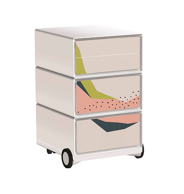 easyOffice Colour Rollcontainer weiß, bunt 4 Auszüge 39,0 x 43,6 x 64,2 cm