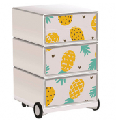 easyOffice Tropical Rollcontainer weiß, bunt 4 Auszüge 39,0 x 43,6 x 64,2 cm