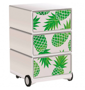 easyOffice Tropical Rollcontainer weiß, bunt 4 Auszüge 39,0 x 43,6 x 64,2 cm