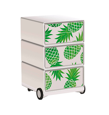 easyOffice Tropical Rollcontainer weiß, bunt 4 Auszüge 39,0 x 43,6 x 64,2 cm