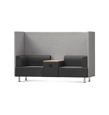 2 Sitzer Besprechungsecke mit Tisch und Stromanschluss schwarz /grau 1805-4-1 soft seating