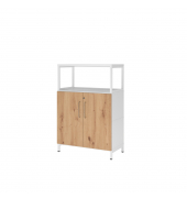 Regalschrank FlexWall VFW38T2RUWRBS, abschlie&szlig;bar, 3 OH, wei&szlig;/asteiche, 80x118x41,7cm (BxHxT)