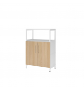 Regal FlexWall Türen 3OH 1offen Sockel weißeiche