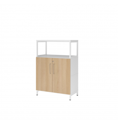 Regal FlexWall Türen 3OH 1offen Sockel weißeiche