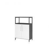 Regal FlexWall Türen 3OH 1offen Sockel graphitweiß
