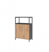 Regalschrank FlexWall VFW38T2RUGRBS, abschlie&szlig;bar, 3 OH, grafit/asteiche, 80x118x41,7cm (BxHxT)