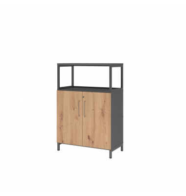 Regalschrank FlexWall VFW38T2RUGRBS, abschlie&szlig;bar, 3 OH, grafit/asteiche, 80x118x41,7cm (BxHxT)