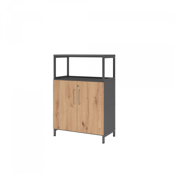 4032062307748 - Regalschrank FlexWall VFW38T2RUGRBS abschließbar 3 OH grafit asteiche 80x118x417cm (BxHxT) 4032062307748 Hammerbacher