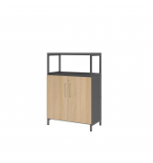 Regalschrank FlexWall VFW38T2RUGEBS, abschlie&szlig;bar, 3 OH, grafit/eiche, 80x118x41,7cm (BxHxT)