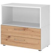 Regalschrank FlexWall VFW28S2KG/W/R/BS, nein, 1 Ordnerh&ouml;he, wei&szlig;/asteiche, 80x74,6x40cm (BxHxT)