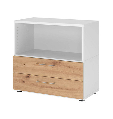 Regalschrank FlexWall, VFW28S2KGWRBS weiß, asteiche 1 Fachboden 80,0 x 40,0 x 74,6 cm