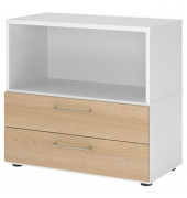 Regalschrank FlexWall VFW28S2KG/W/E/BS, nein, 1 Ordnerh&ouml;he, wei&szlig;/eiche, 80x74,6x40cm (BxHxT)