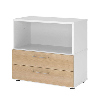 Regalschrank FlexWall VFW28S2KG/W/E/BS, nein, 1 Ordnerh&ouml;he, wei&szlig;/eiche, 80x74,6x40cm (BxHxT)