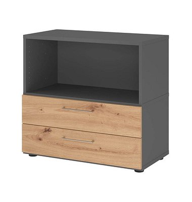 Regalschrank FlexWall VFW28S2KG/G/R/BS, nein, 1 Ordnerh&ouml;he, grafit/asteiche, 80x74,6x40cm (BxHxT)