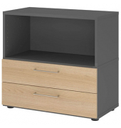 Regalschrank FlexWall VFW28S2KG/G/E/BS, nein, 1 Ordnerh&ouml;he, grafit/eiche, 80x74,6x40cm (BxHxT)