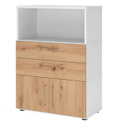 Regalschrank FlexWall, VFW38K1KGWRBS weiß, asteiche 2 Fachböden 80,0 x 40,0 x 109,8 cm