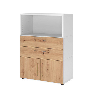 Regalschrank FlexWall, VFW38K1KGWRBS weiß, asteiche 2 Fachböden 80,0 x 40,0 x 109,8 cm