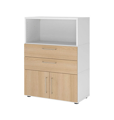 Regalschrank FlexWall VFW38K1KG/W/E/BS, nein, 2 OH, wei&szlig;/eiche, 80x109,8x40cm (BxHxT)