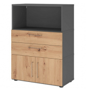 Regalschrank FlexWall, VFW38K1KGGRBS grafit, asteiche 2 Fachböden 80,0 x 40,0 x 109,8 cm