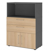 Regalschrank FlexWall VFW38K1KG/G/E/BS, nein, 2 OH, grafit/eiche, 80x109,8x40cm (BxHxT)