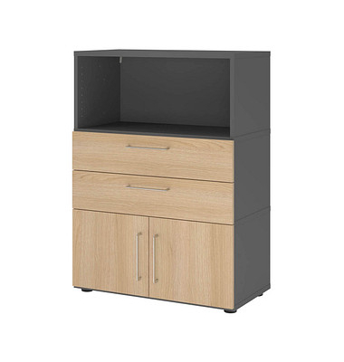 Regalschrank FlexWall VFW38K1KG/G/E/BS, nein, 2 OH, grafit/eiche, 80x109,8x40cm (BxHxT)