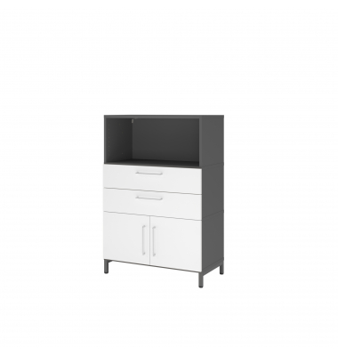 Kombischrank FlexWall 3OH Sockel graphitweiß