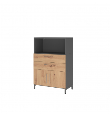 Regalschrank FlexWall VFW38K1KUGRBS, nein, 2 OH, graphit/asteiche, 80x118x41,7cm (BxHxT)