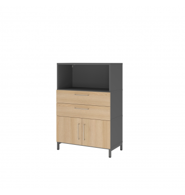 Regalschrank FlexWall VFW38K1KUGEBS, nein, 2 OH, graphit/eiche, 80x118x41,7cm (BxHxT)