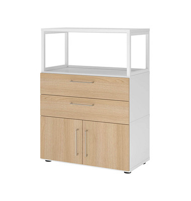 Regalschrank FlexWall, VFW38K1RGWEBS weiß, eiche 2 Fachböden 80,0 x 40,0 x 109,8 cm