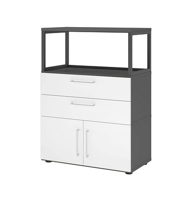 Regalschrank FlexWall, VFW38K1RGGWBS grafit, weiß 2 Fachböden 80,0 x 40,0 x 109,8 cm