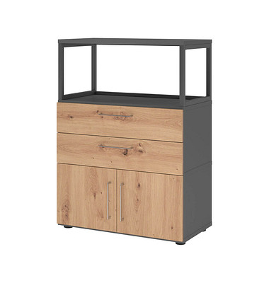 Regalschrank FlexWall, VFW38K1RGGRBS grafit, asteiche 2 Fachböden 80,0 x 40,0 x 109,8 cm
