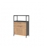 Kombischrank FlexWall 3OH 1offen Sockel graphitasteiche