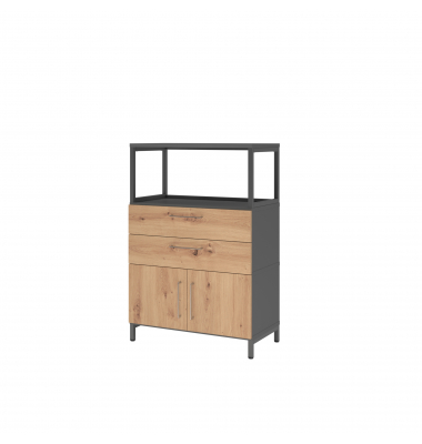 Kombischrank FlexWall 3OH 1offen Sockel graphitasteiche