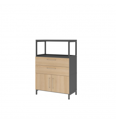 Kombischrank FlexWall 3OH 1offen Sockel graphiteiche