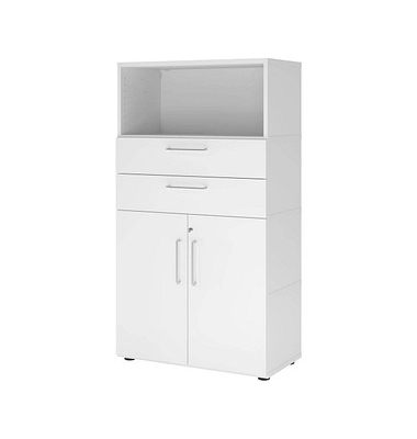 Regalschrank FlexWall VFW48K2KG/W/W/BS, abschlie&szlig;bar, 3 OH, wei&szlig;, 80x145x40cm (BxHxT)