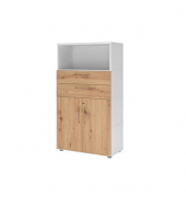 Regalschrank FlexWall VFW48K2KG/W/R/BS, abschlie&szlig;bar, 3 OH, wei&szlig;/eiche, 80x145x40cm (BxHxT)