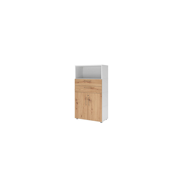 4032062308257 - Regalschrank FlexWall VFW48K2KG W R BS abschließbar 3 OH weiß eiche 80x145x40cm (BxHxT) 4032062308257 Hammerbacher
