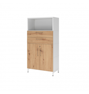 Regalschrank FlexWall VFW48K2KUWRBS, abschlie&szlig;bar, 3 OH, wei&szlig;/eiche, 80x153,2x41,7cm (BxHxT)