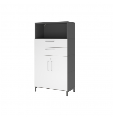 Kombischrank FlexWall 4OH Sockel graphitweiß