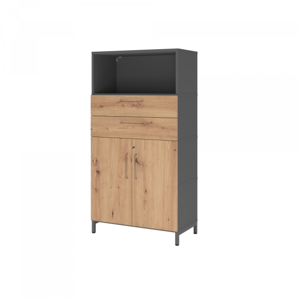 4032062308349 - Regalschrank FlexWall VFW48K2KUGRBS abschließbar 3 OH grafit asteiche 80x1532x417cm (BxHxT) 4032062308349 Hammerbacher