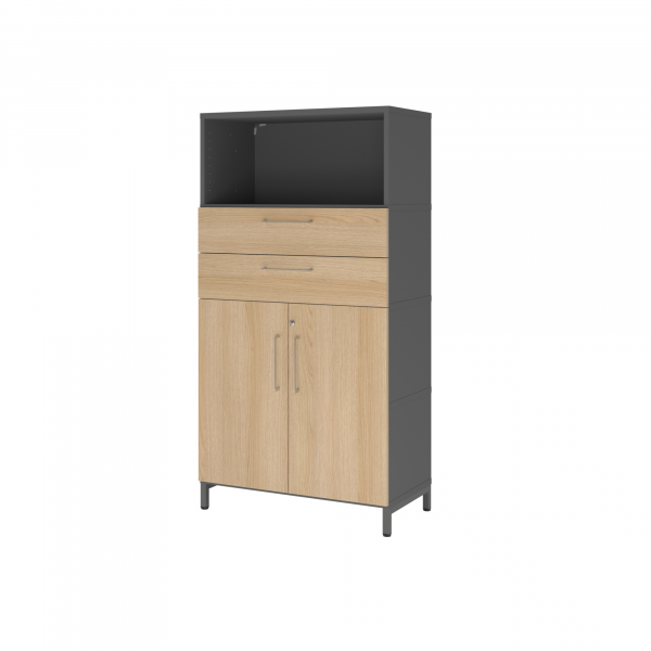 4032062308356 - Regalschrank FlexWall VFW48K2KUGEBS abschließbar 3 OH grafit eiche 80x1532x417cm (BxHxT) 4032062308356 Hammerbacher