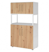 Regalschrank FlexWall VFW48K5RG/W/R/BS, abschlie&szlig;bar, 4 OH, wei&szlig;/asteiche, 80x145x40cm (BxHxT)
