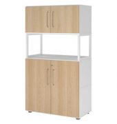 Regalschrank FlexWall VFW48K5RG/W/E/BS, abschlie&szlig;bar, 4 OH, wei&szlig;/eiche, 80x145x40cm (BxHxT)