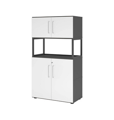 Regalschrank FlexWall VFW48K5RG/G/W/BS, abschlie&szlig;bar, 4 OH, grafit/wei&szlig;, 80x145x40cm (BxHxT)